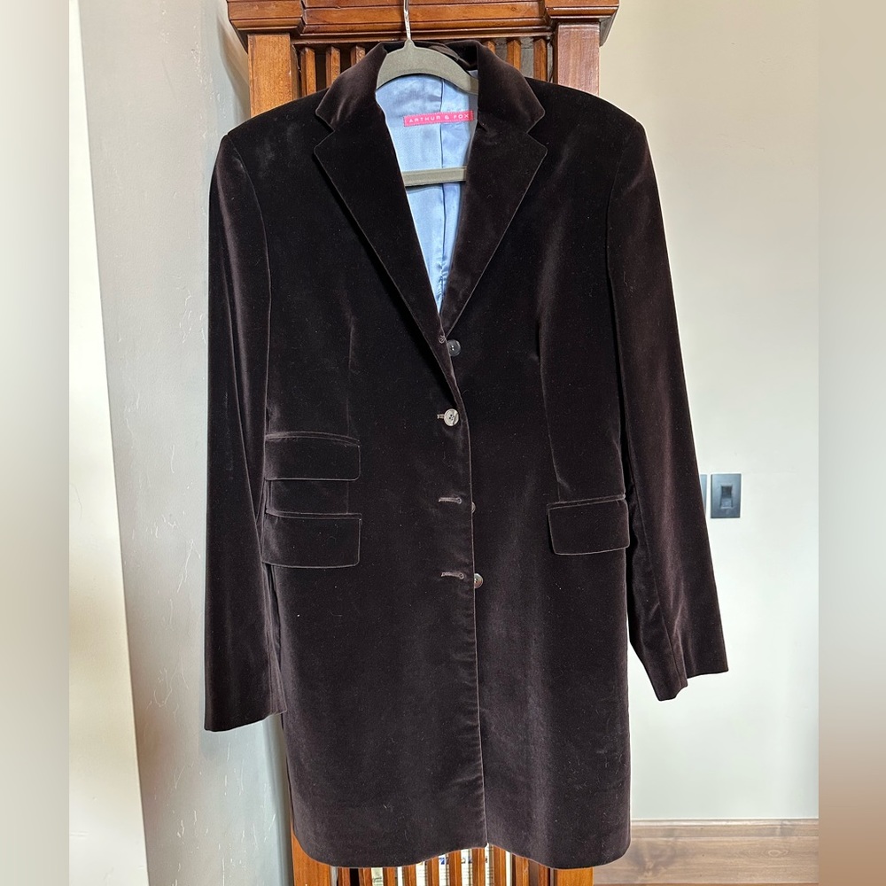 Brown Velvet Long Designer Jacket